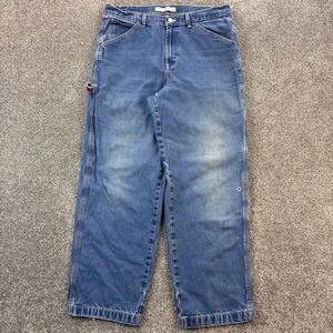 Tommy Hilfiger Carpenter Jeans Women's 14 Blue Light Wash Denim Utility Workwear